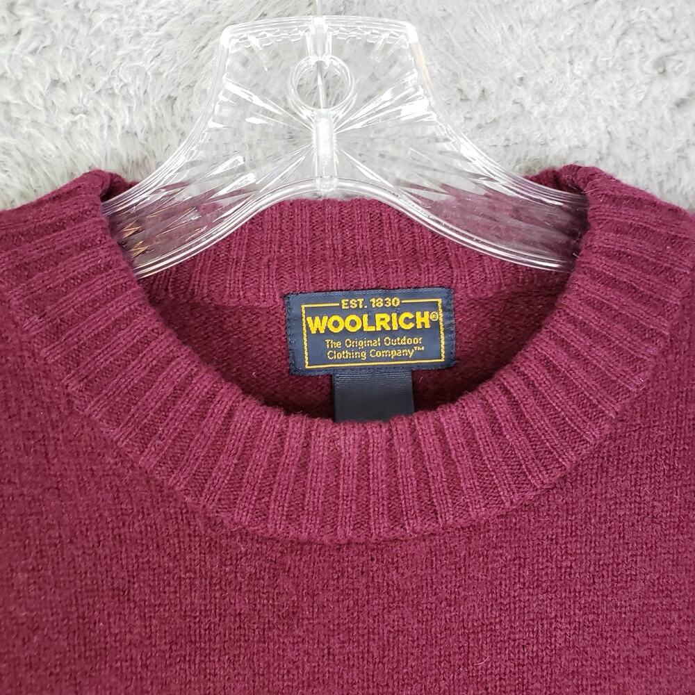 Vintage Woolrich Sweater Wool Knit Burgundy Crewneck Mens Size Large - Picture 5 of 9